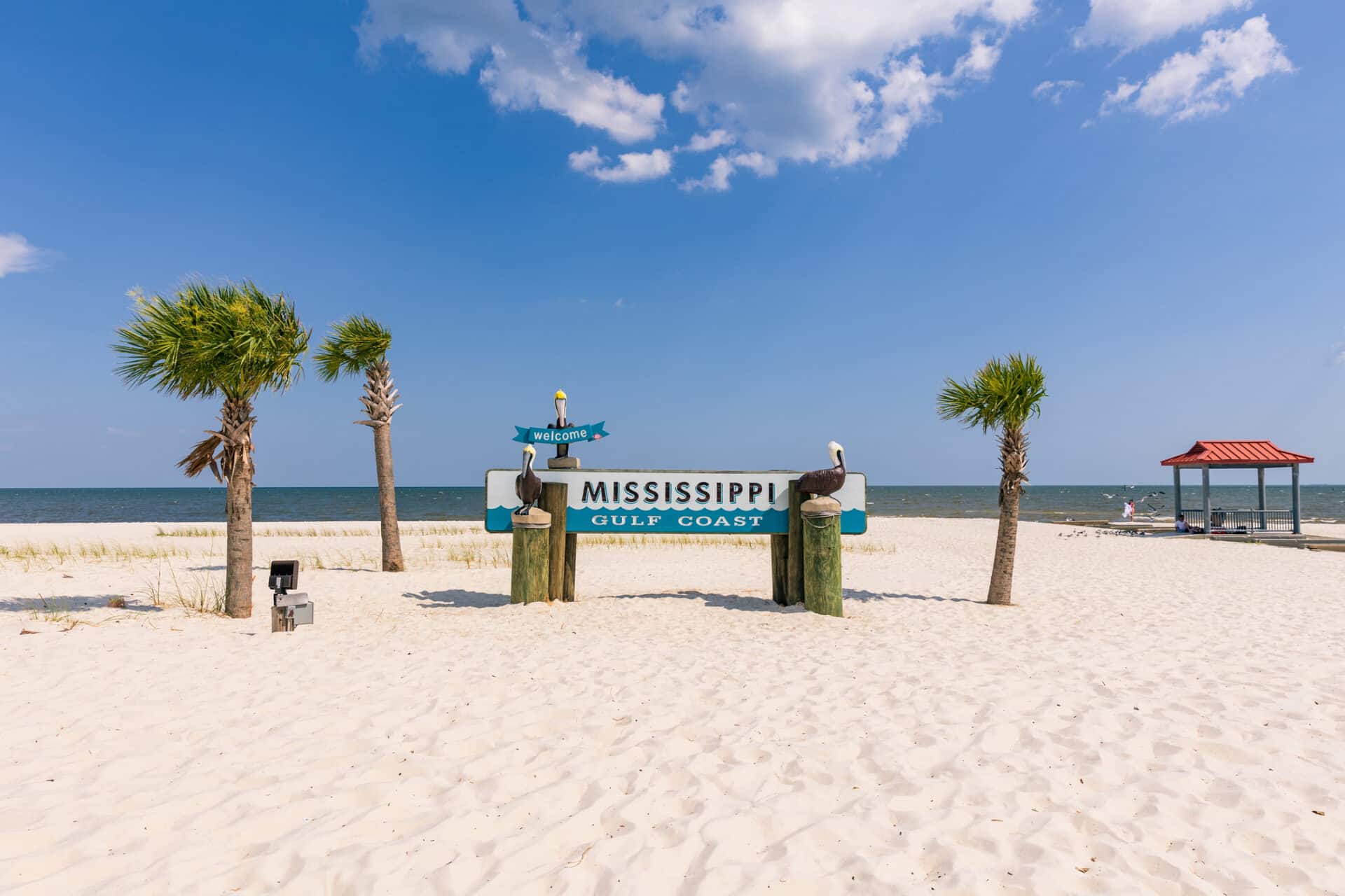 Gulf coast beach sign in Gulfport, MS.