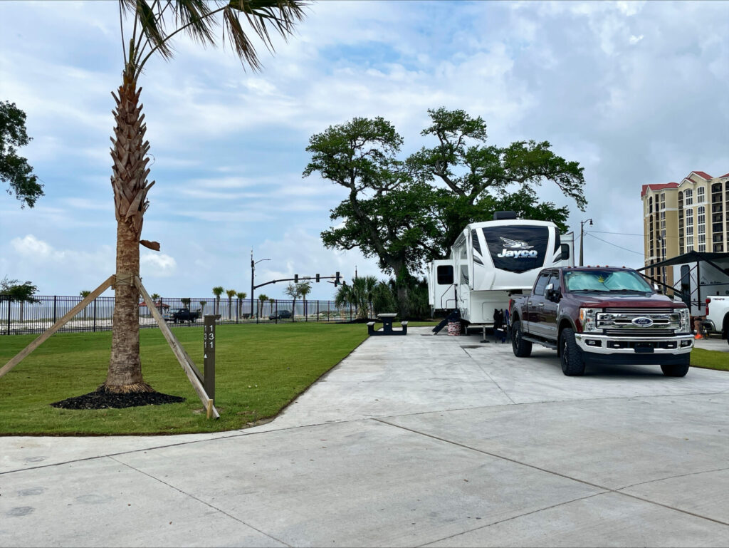 RV rental site at Gulfport Luxury RV Resort.