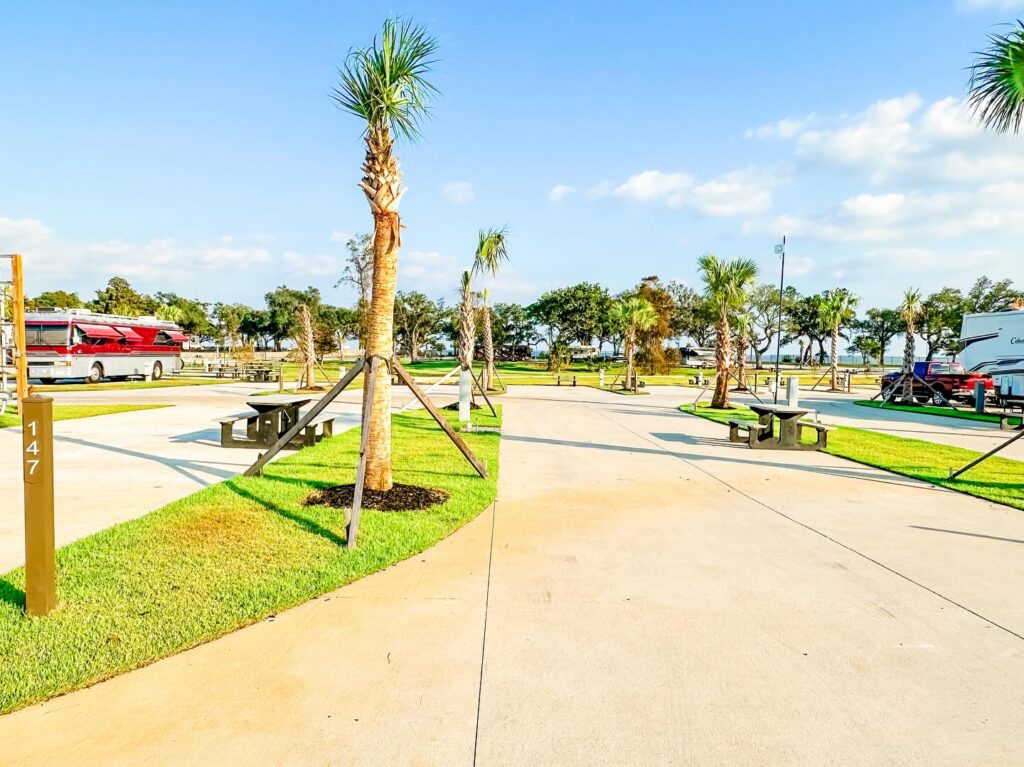 RV rental site at Gulfport Luxury RV Resort.