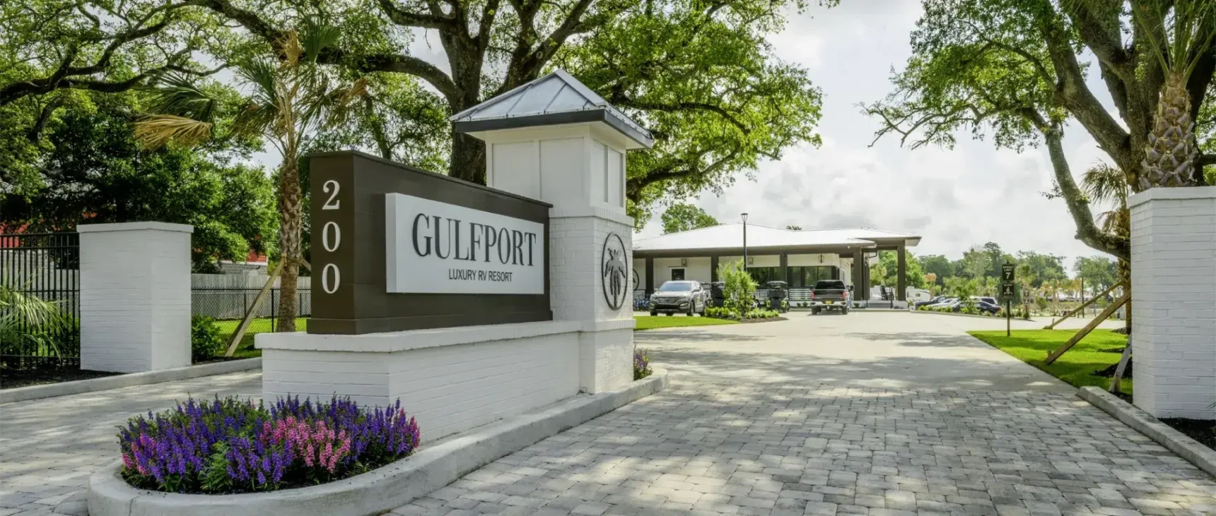 View from our entrance at Gulfport RV Resort.