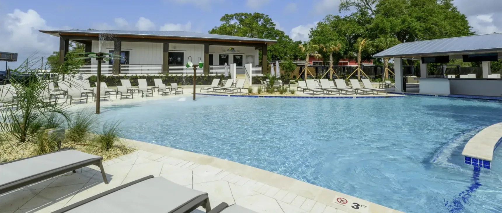 View from our pool amenity at Gulfport RV Resort.