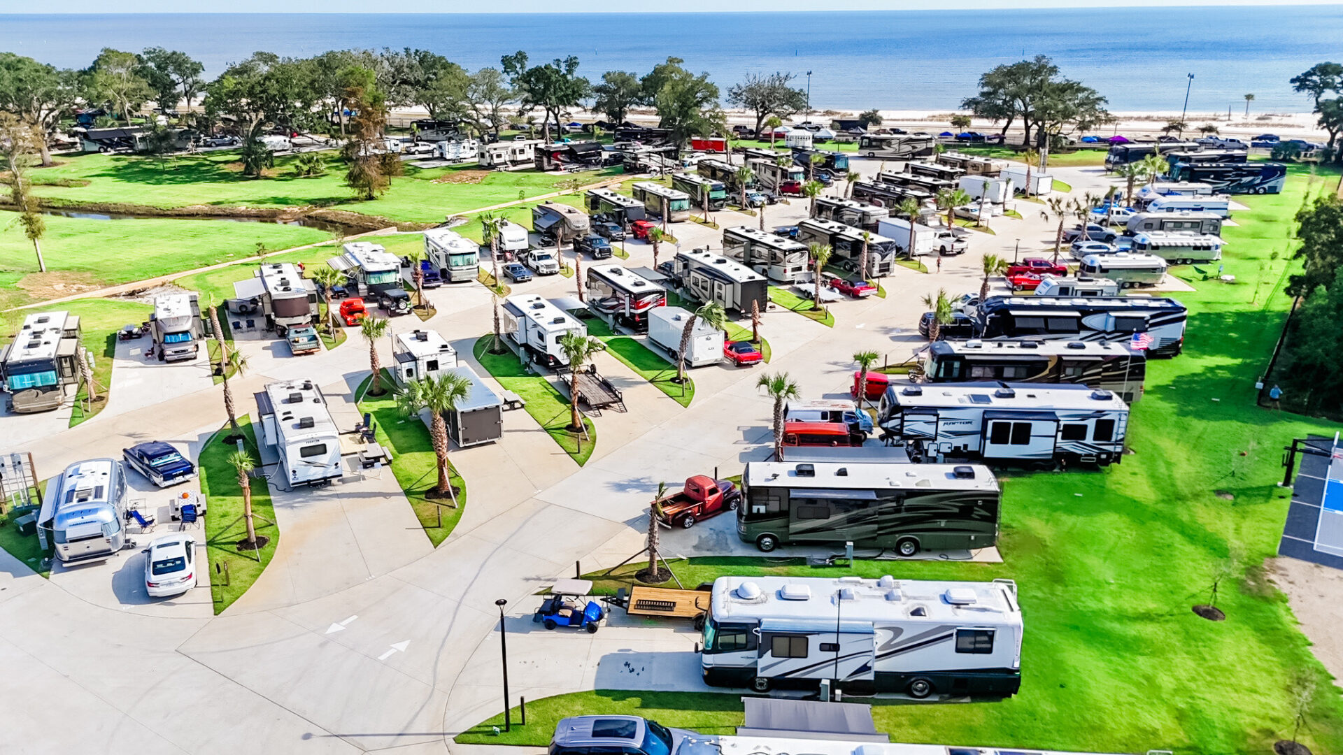 RV sites for rent at Gulfport Luxury RV resort!