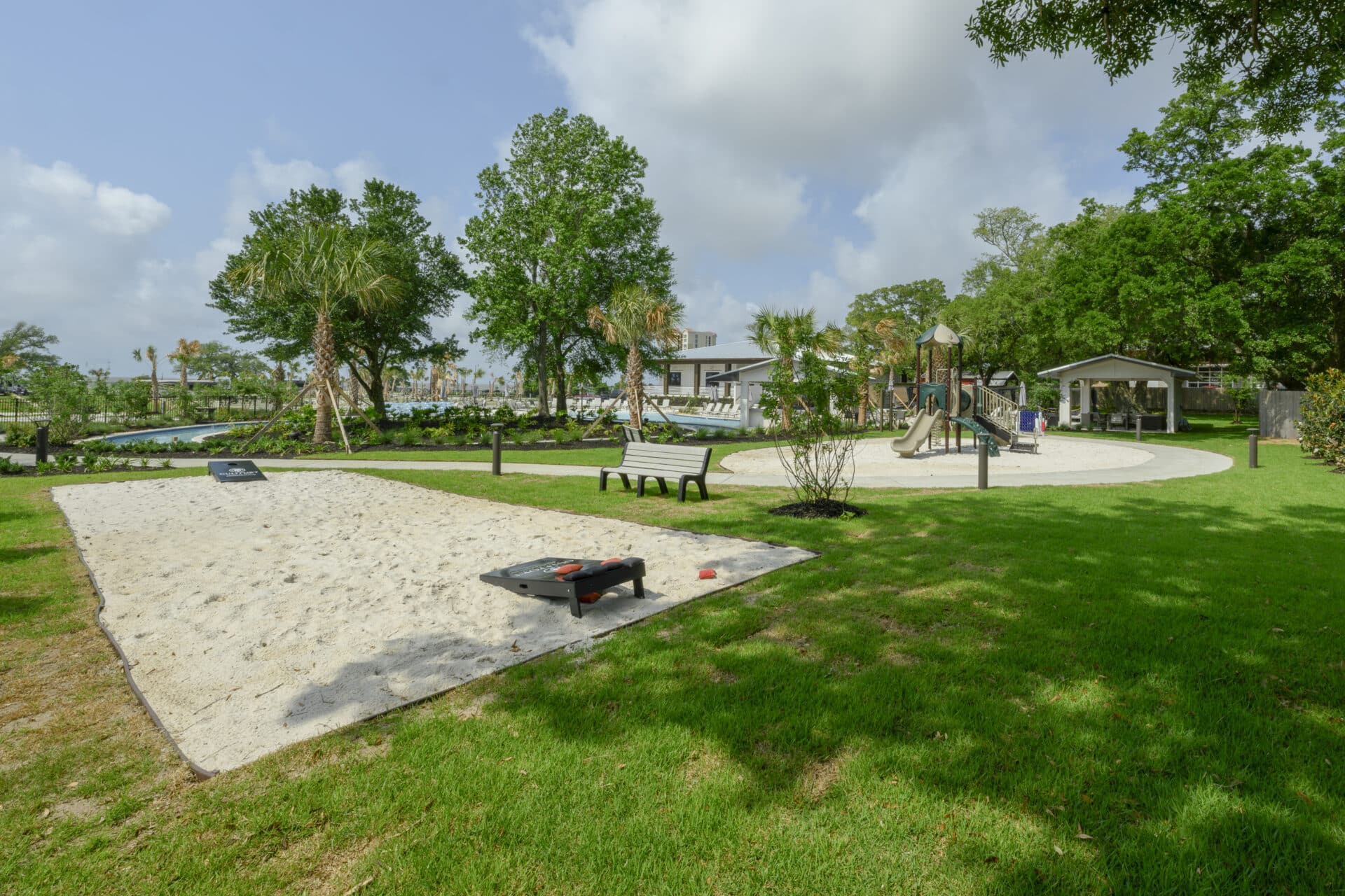 Cornhole-Horseshoes Cornhole and horseshoe dedicate area.