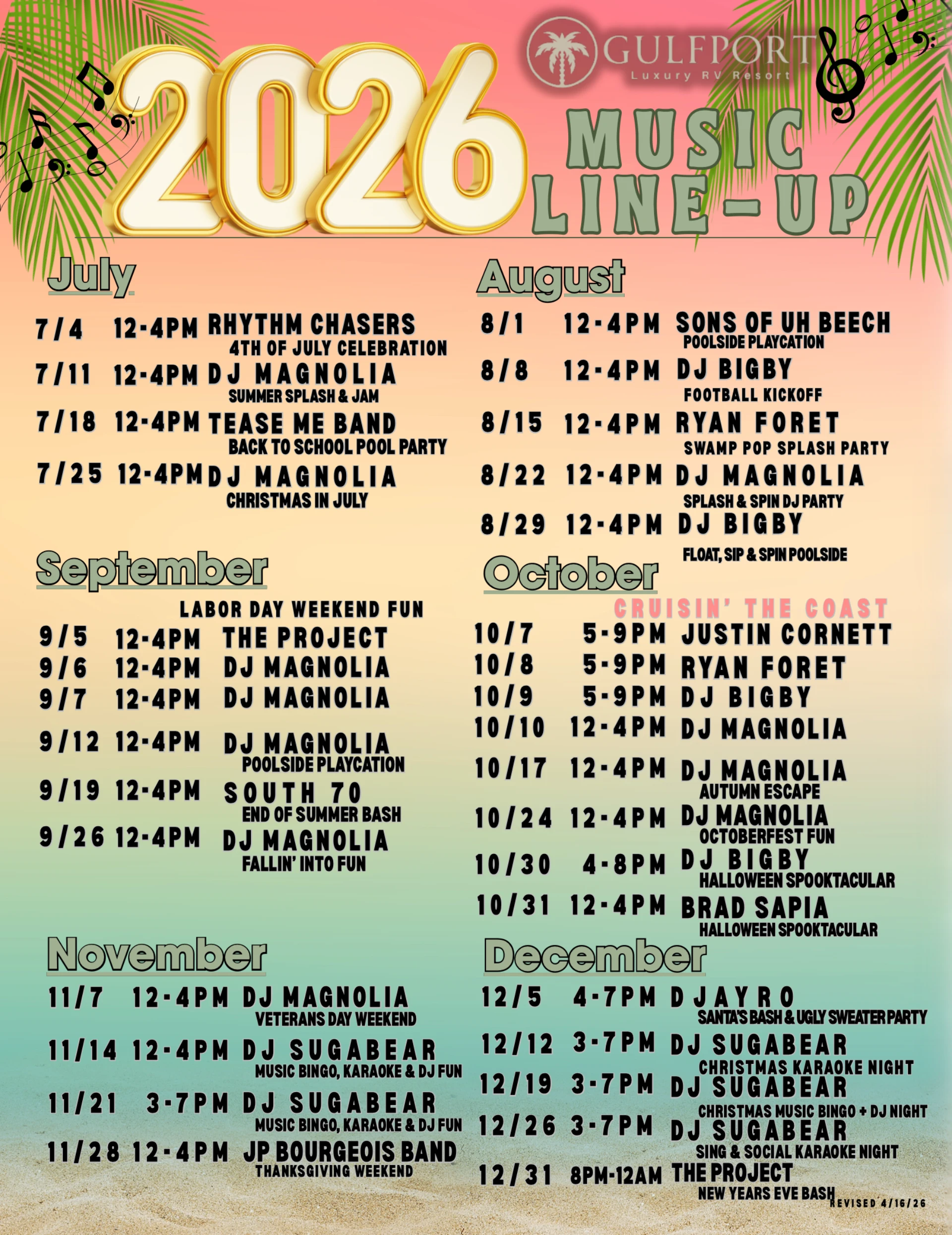 2026 music line up list